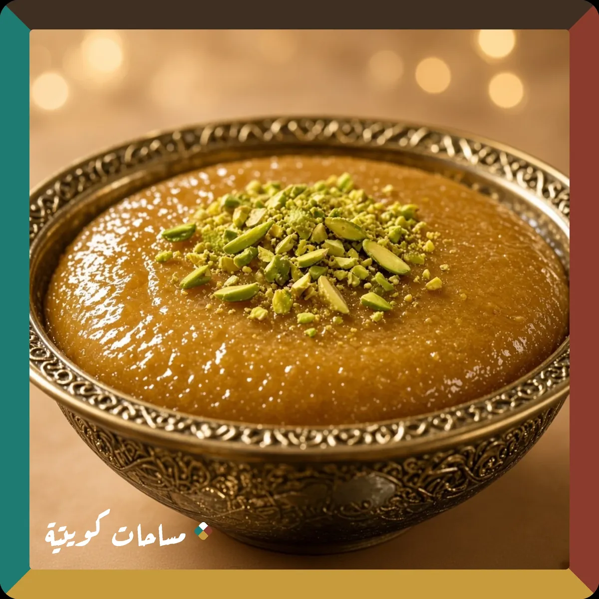 الحلوى الكويتية التقليدية جاهزة ومقدَّمة في طبق التقديم