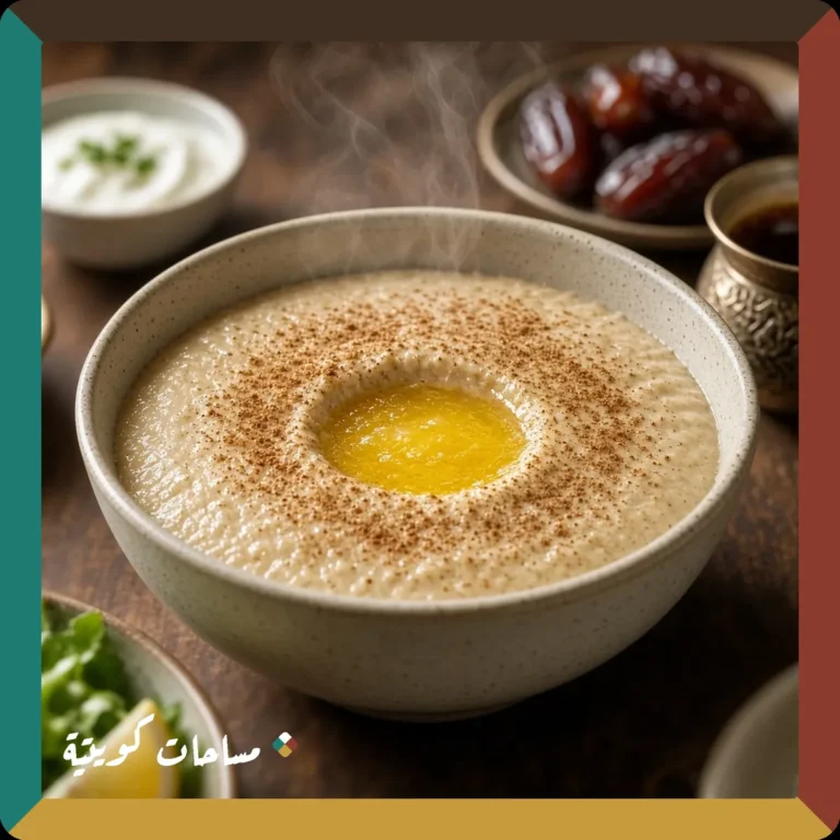 الهريس الكويتي جاهز ومقدَّم في طبق التقديم