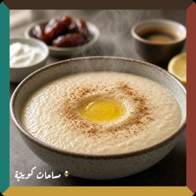 الهريس الكويتي بقدر الضغط جاهز ومقدَّم في طبق التقديم