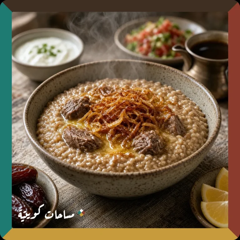 الجريش الكويتي جاهز ومقدَّم في طبق التقديم